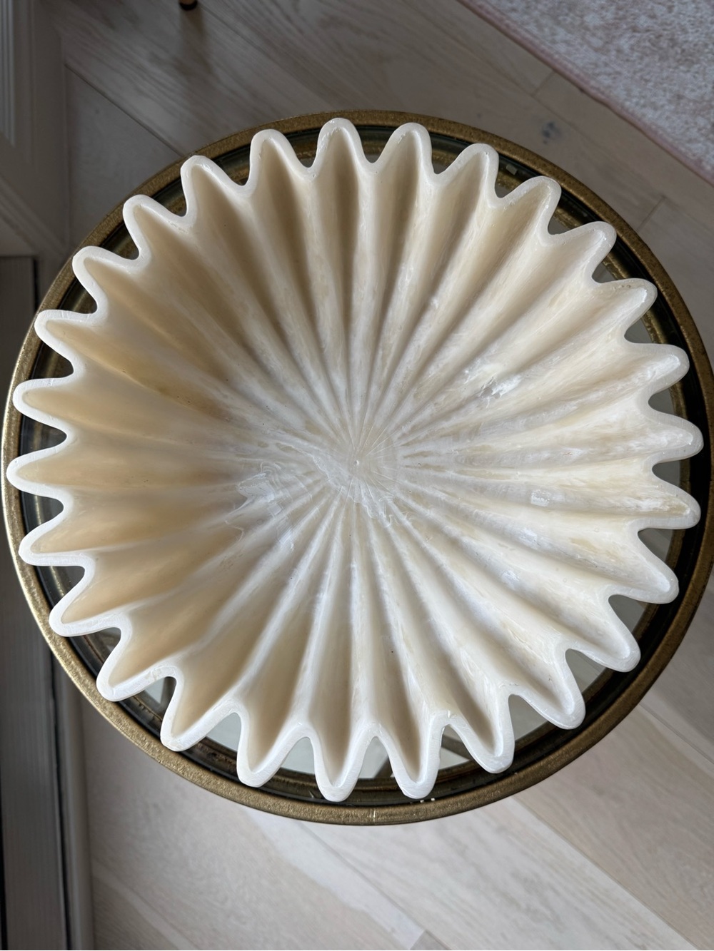 Cream Decorative Rippled Bowl - Home 12 inch round 3 inch tall